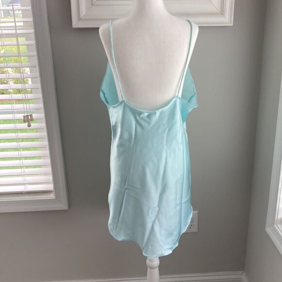 Vintage Belle Fleur Slip Aqua Short Sleeveless Nightie - Picture 6 of 12